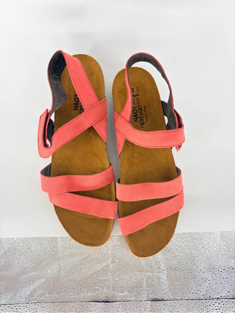 Naot Elegant Collection Kayla Brick Red Nubuck Genuine Leather Sandals Sz 13
